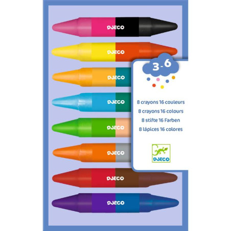 Coloriage "8 crayons doubles côtés" DJECO