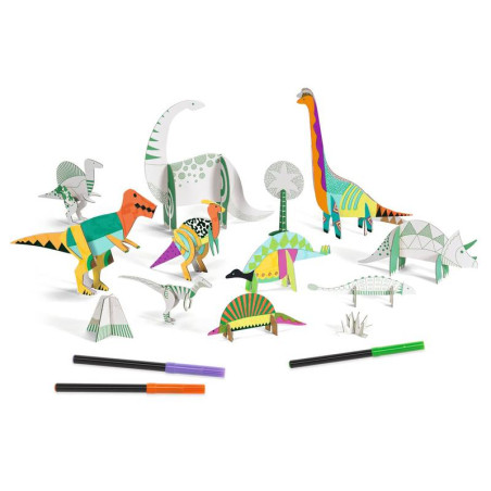9 Dinosaures 3D a colorier DJECO