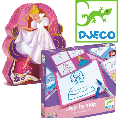 Lot  "Step by step Joséphine and Co"  & Puzzle silhouette 36 pcs "Cendrillon"
