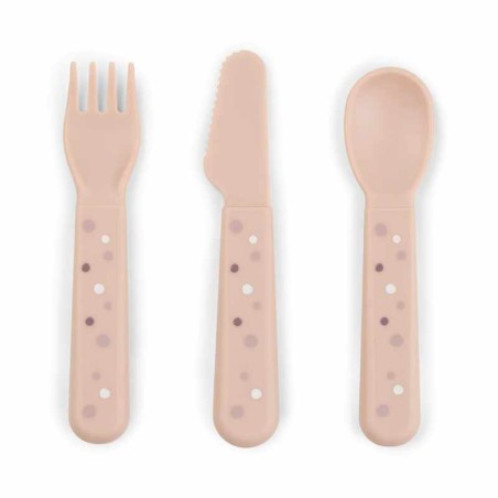 Set de 3 couverts "Foodie cutlery set Happy dots Powder" DONE BY DEER