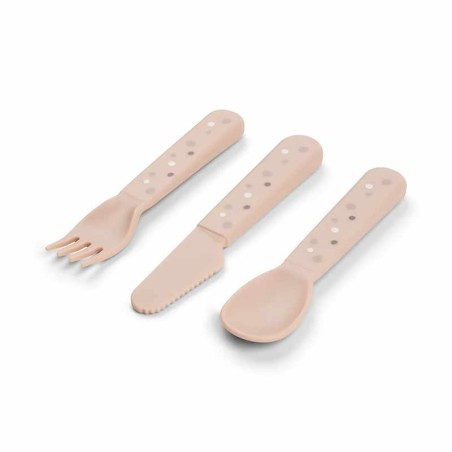 Set de 3 couverts "Foodie cutlery set Happy dots Powder" DONE BY DEER