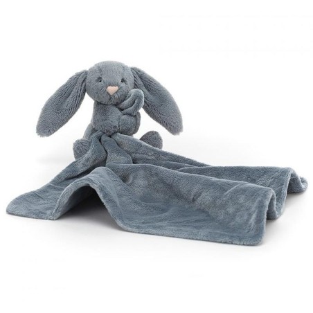 Peluche soother lapin "Bashful Dusky Blue Bunny Soother" JELLYCAT