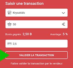 valider la transaction boni and price